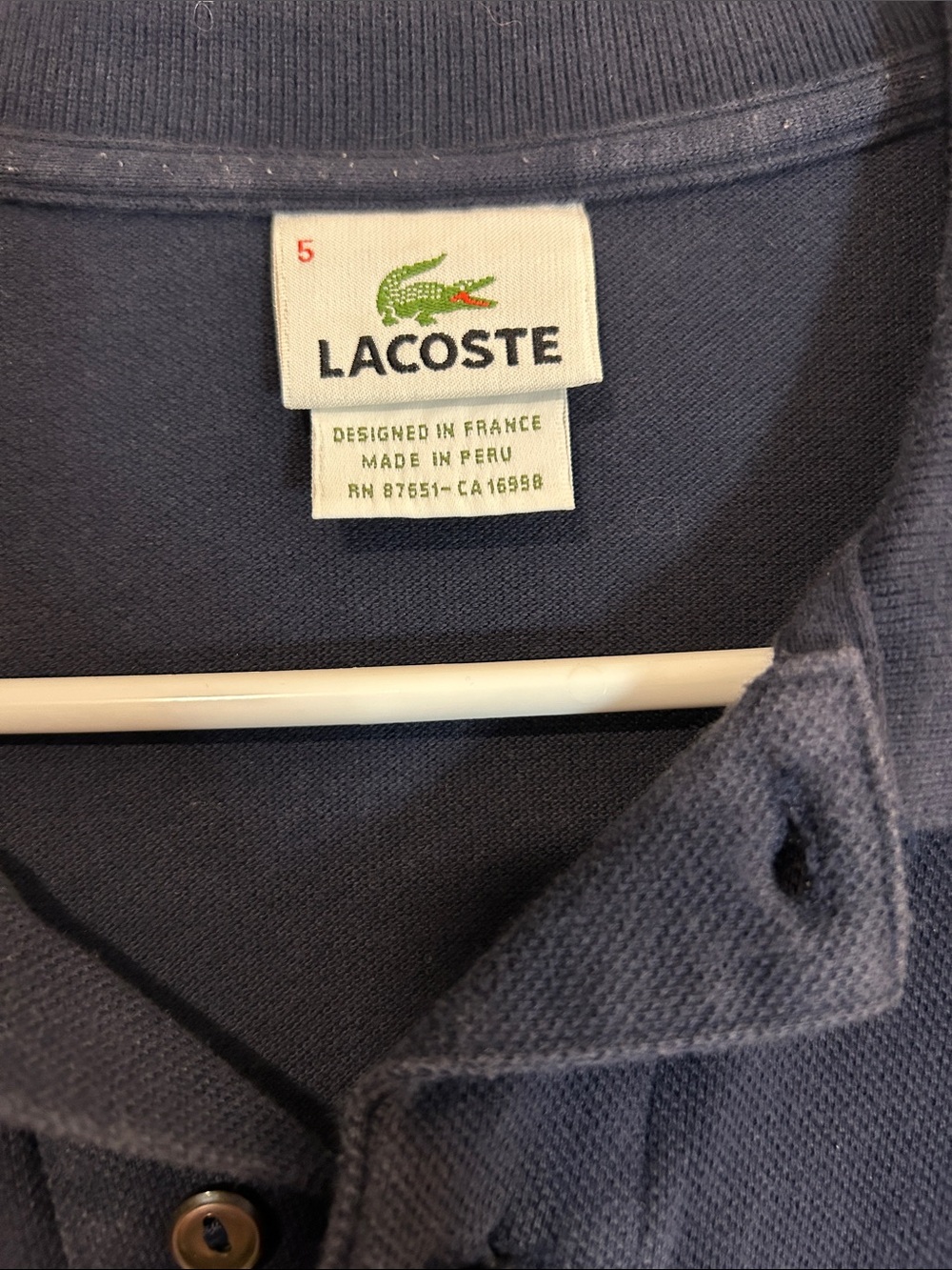 Lacoste Navy Blue Polo men’s size 5 (Medium or Large) - Picture 2 of 10